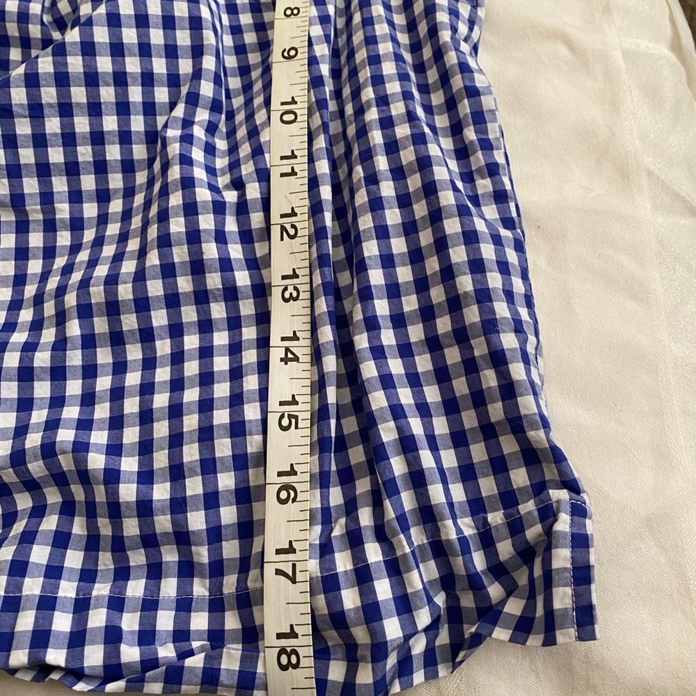 J. Crew blue gingham plaid off the shoulder blouse sz 4 - Picture 4 of 8